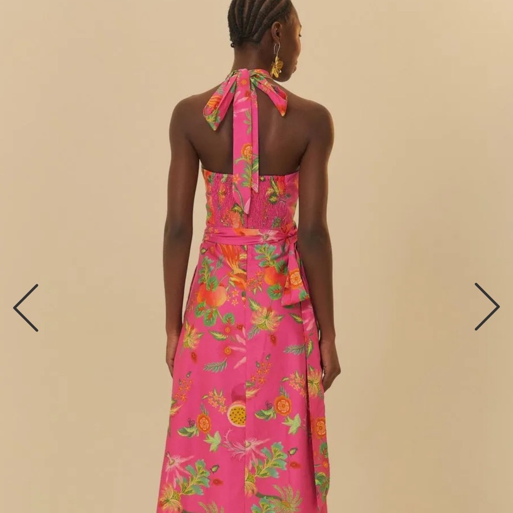 FARM Rio Vibrant Pink Floral Backless Dress